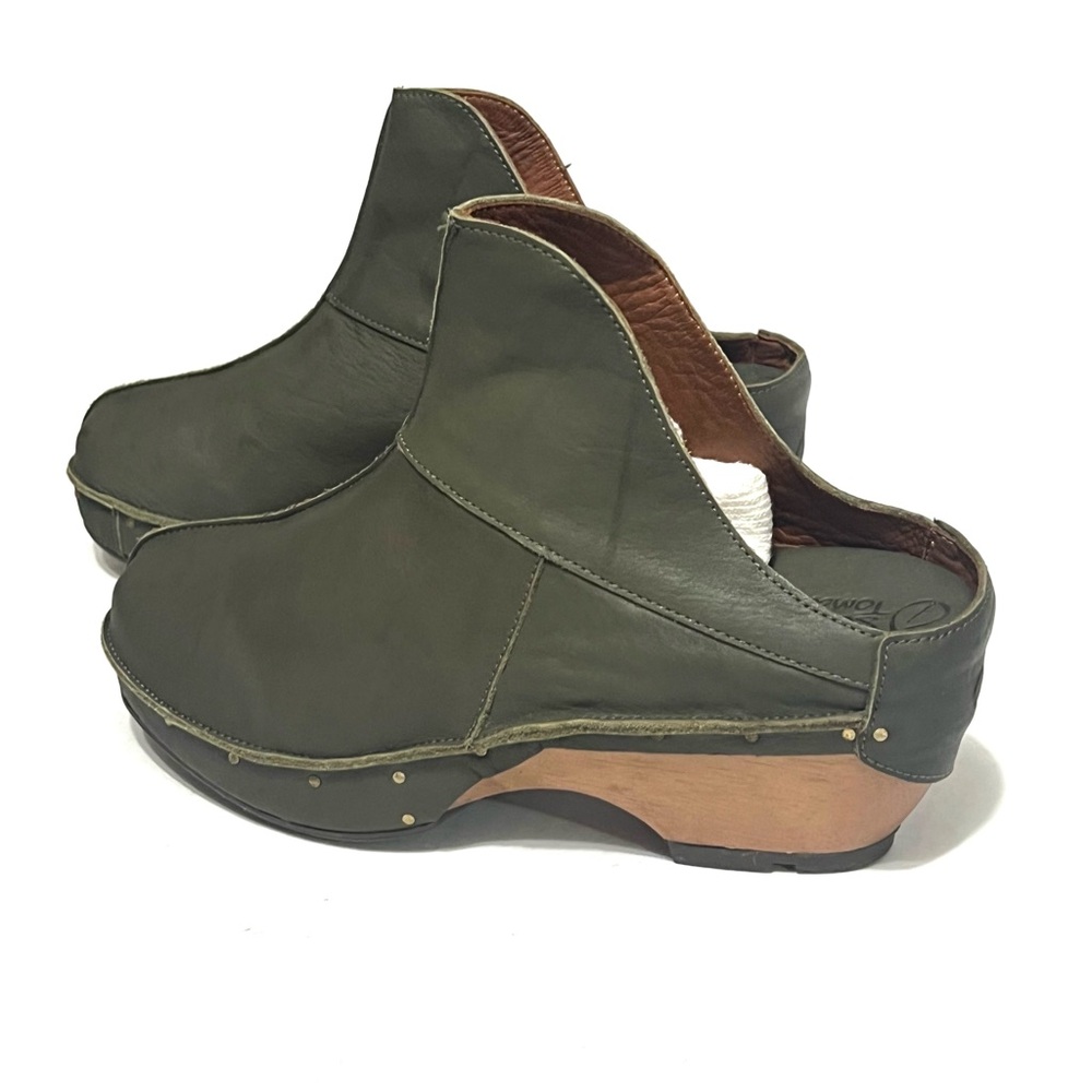Sergio Tomani Leather Clogs Florida Verde Size 37(6.5) - Picture 4 of 14
